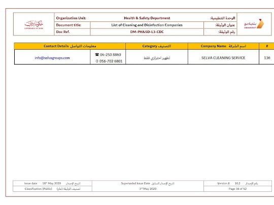 DUBAI MUNCIPALITY APPROVED SANITIZATION